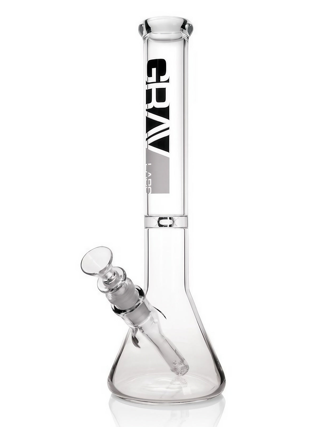 GRAV 12" Clear Beaker Bong with Ice Catcher and Slitted Downstem - Front View