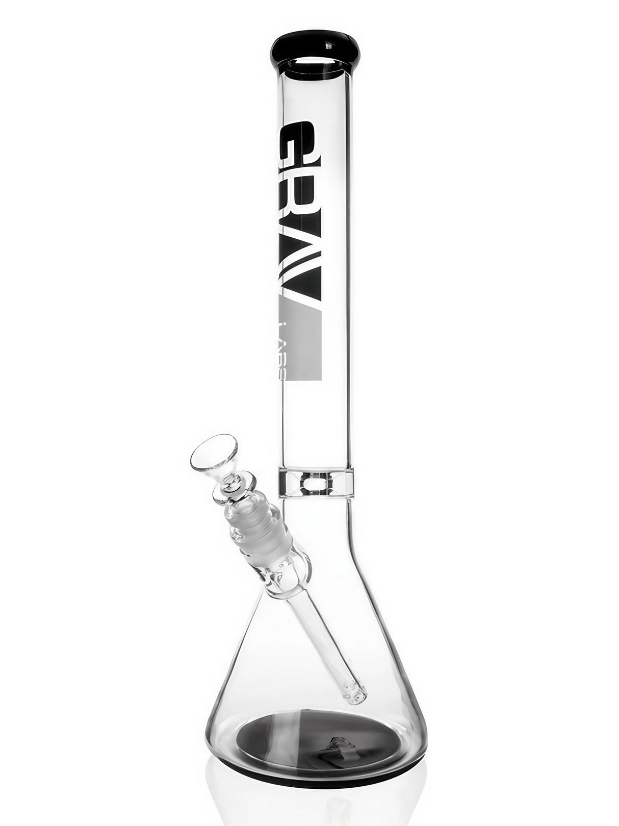 GRAV 16" Beaker Bong with Ice Catcher and Black Accents, Slitted Percolator, Front View