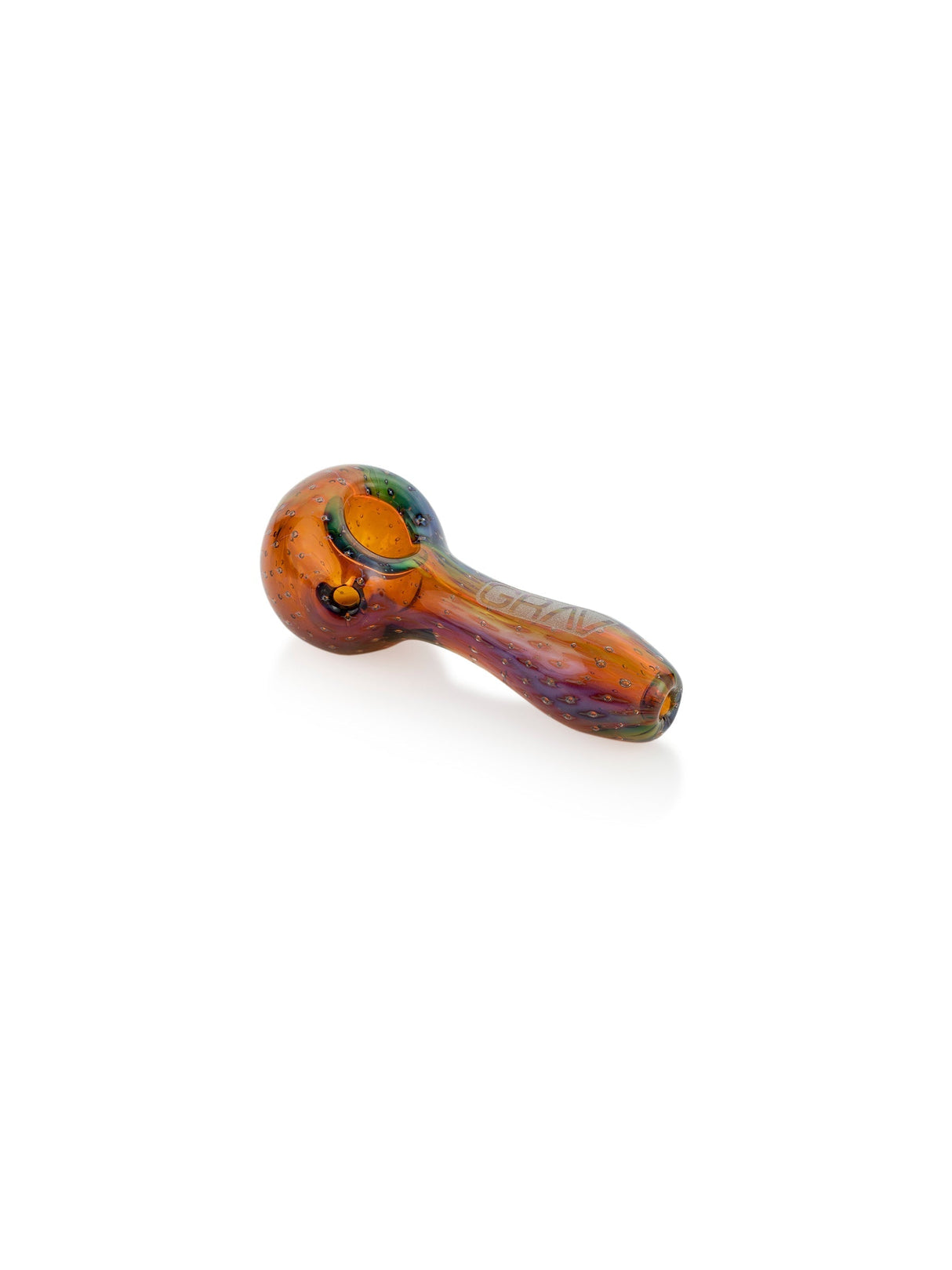 GRAV Bubble Trap Spoon in Amber - Compact 4" Hand Pipe with Artistic Design