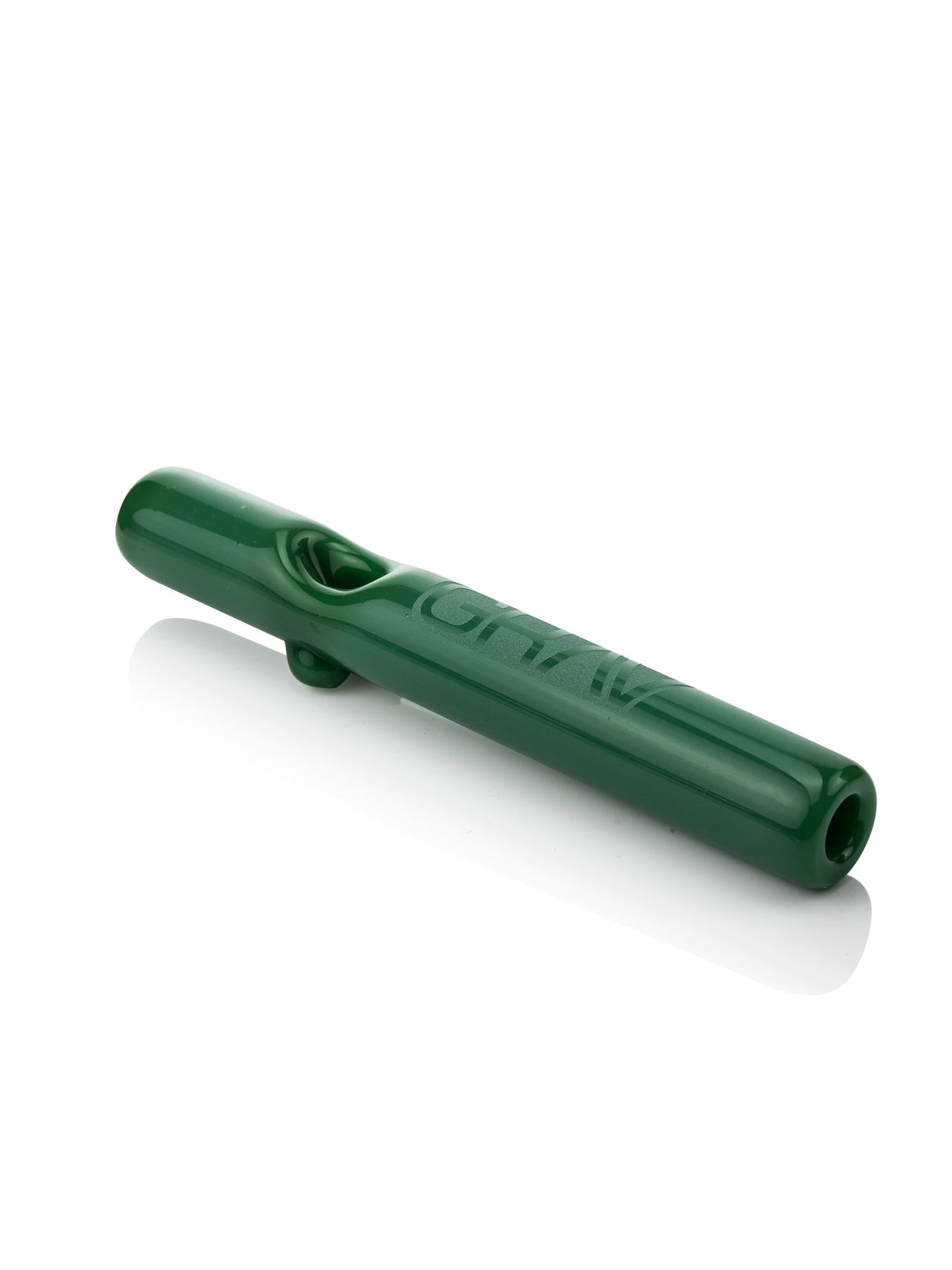 GRAV Classic Steamroller in Green with Glass Feet and Ash Catcher, 7" Glass Hand Pipe, Side View