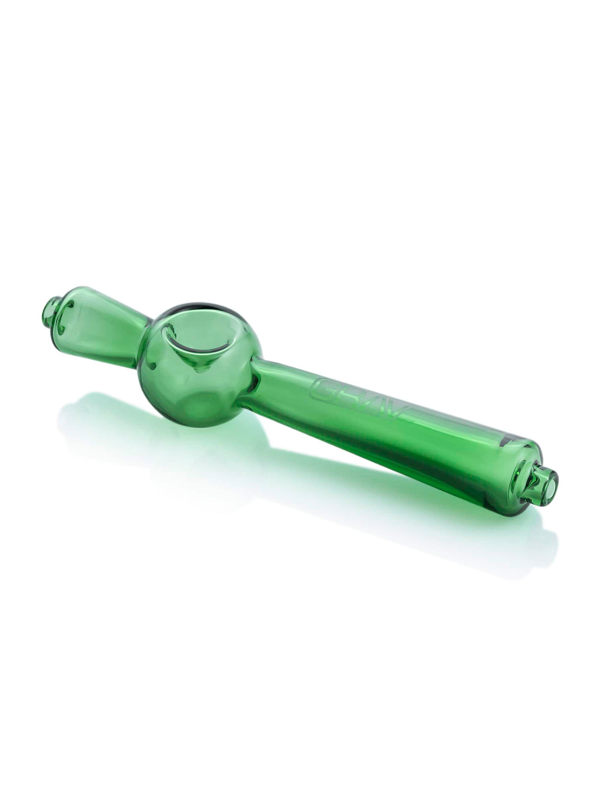 GRAV Deco Steamroller in Green - Compact 5.5" Hand Pipe with Deep Bowl - Angled Side View