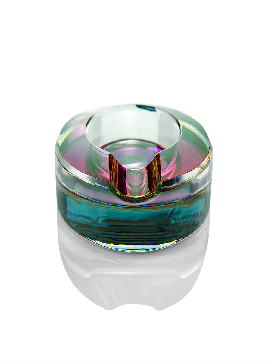 GRAV Ellipse Ashtray in iridescent color, front view on seamless white background
