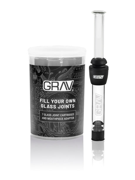 GRAV Fill-your-own Glass Joints 7-pack with Borosilicate Chillum and Rolling Machine