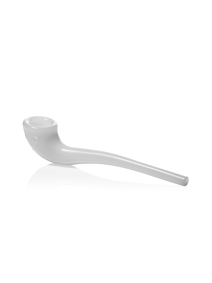 GRAV Gandalfini Glass Pipe in Cloud White, Long Stem Design for Dry Herbs, Side View