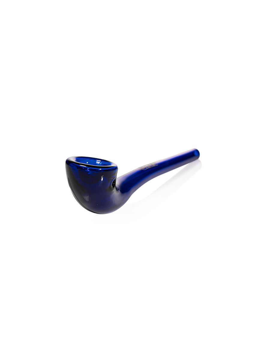 GRAV Gandalfini Glass Pipe in Blue, 6" Length, Heavy Wall Borosilicate, Front View