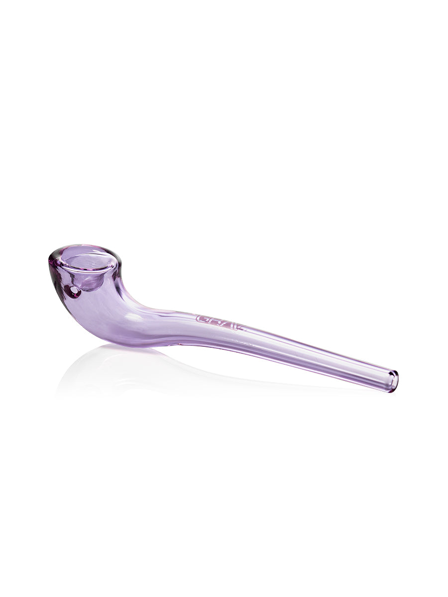 GRAV Gandalfini Glass Pipe in Lavender, 6" Long Borosilicate, Side View on White Background