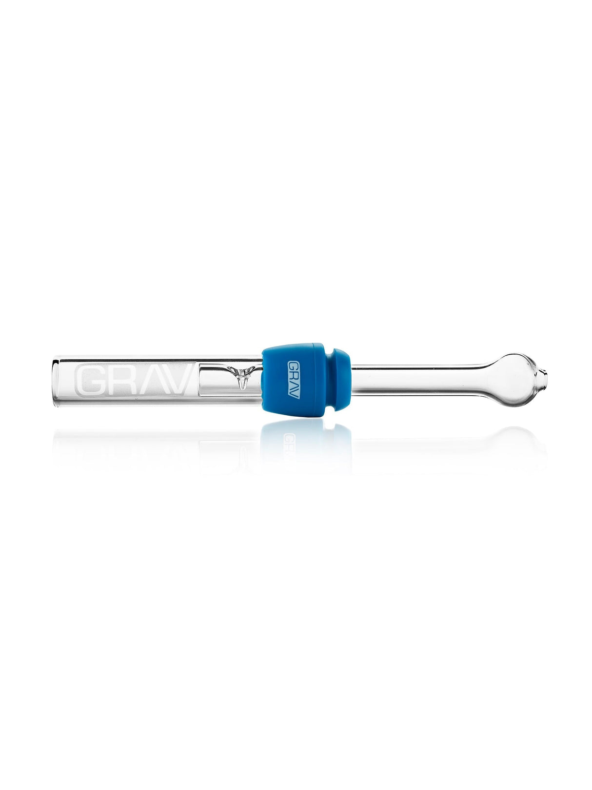 GRAV Glass Blunt with Blue Silicone Grommet, Compact and Portable Design, Front View on White Background