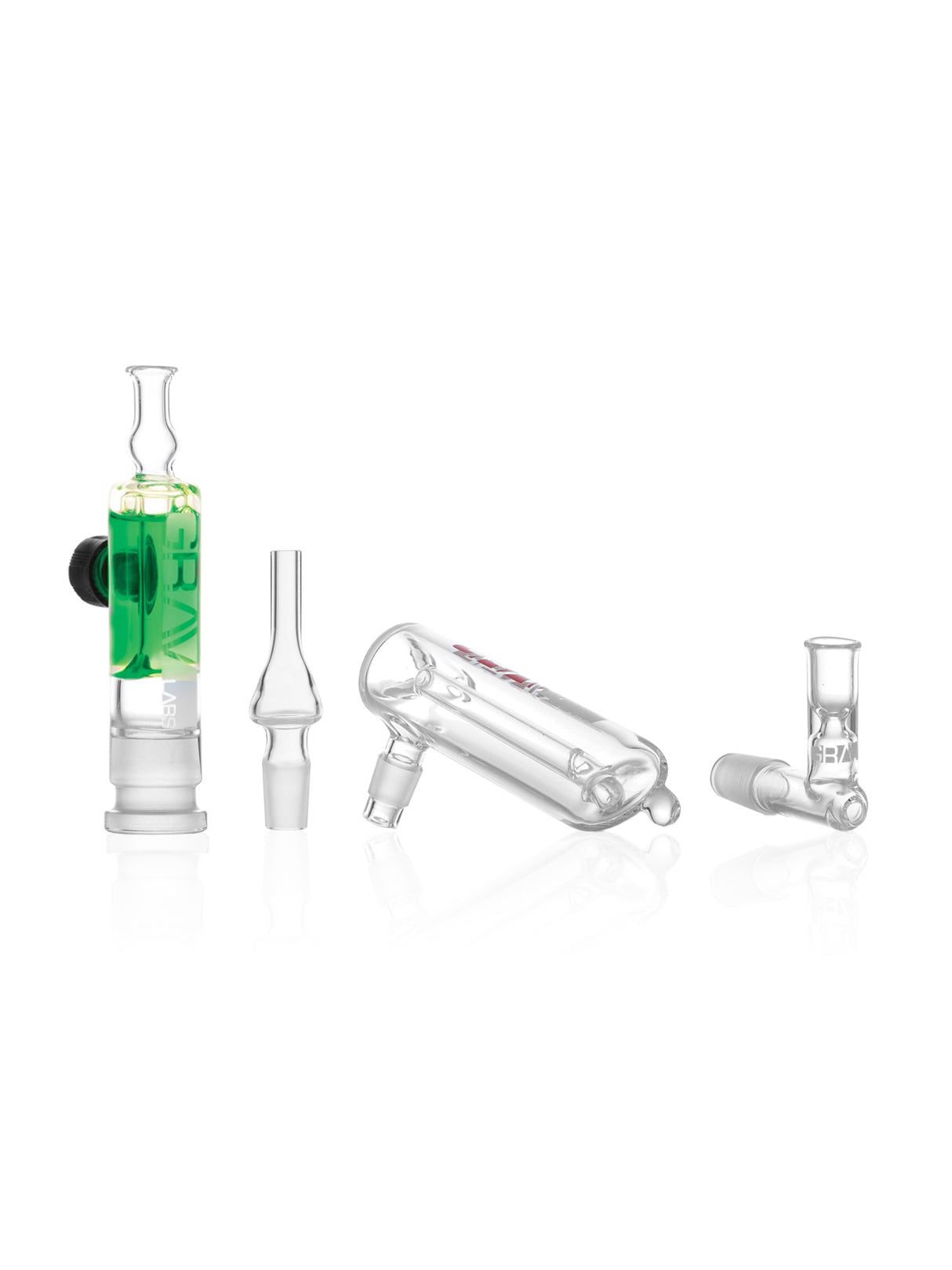 GRAV Glycerin Chiller Multi Kit in green, featuring borosilicate glass parts for bongs, front view