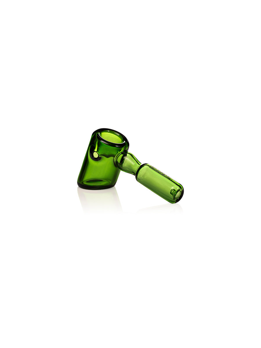 GRAV Hammer Hand Pipe in vibrant green borosilicate glass, side view on white background