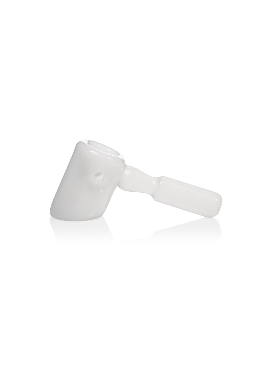 GRAV Hammer Hand Pipe in White - Durable Borosilicate Glass with Deep Bowl - Side View