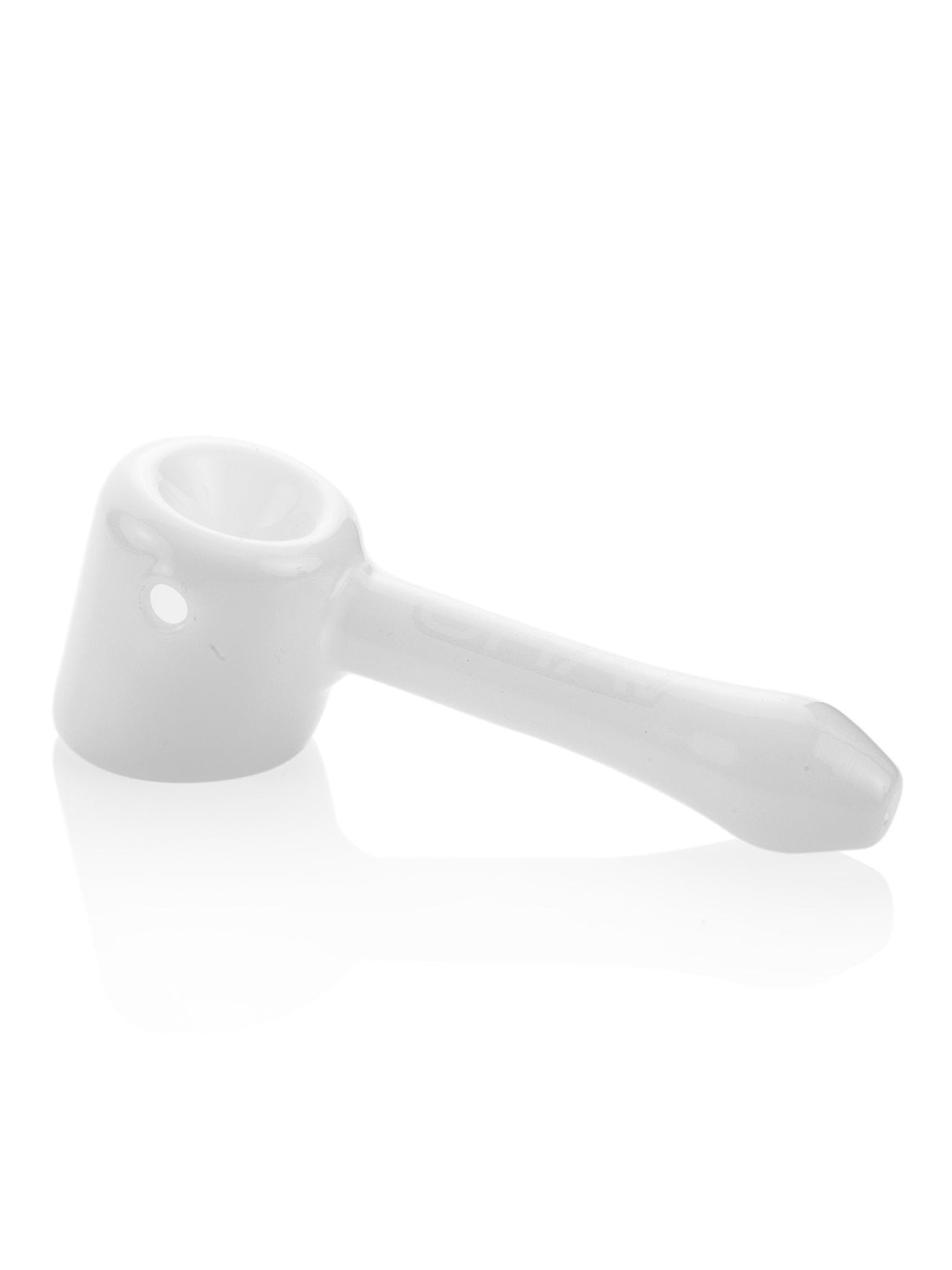 GRAV Hammer Sherlock Hand Pipe in White, 4.5" with Deep Bowl & Ash Catcher, Side View
