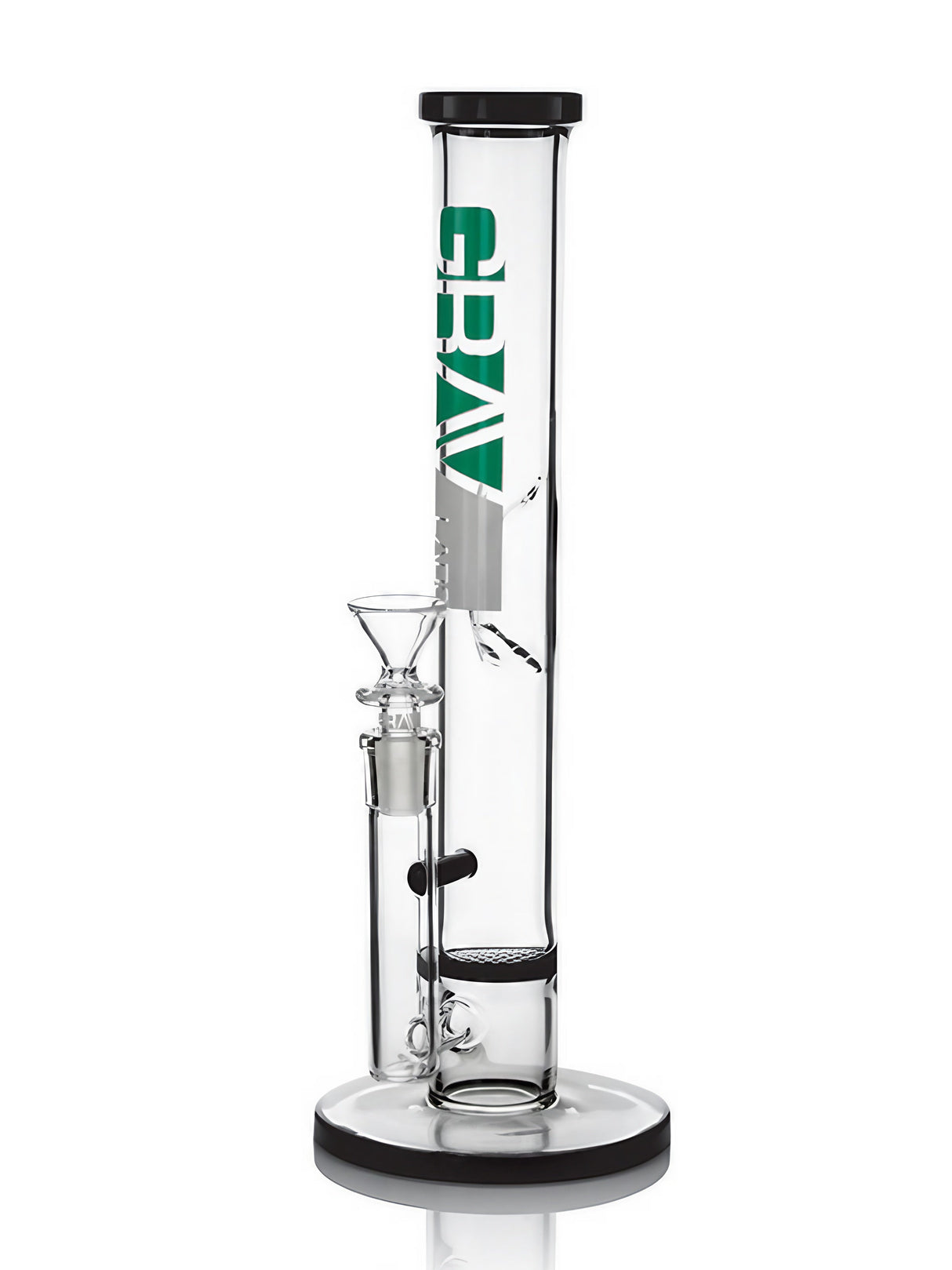 GRAV 12" Honeycomb Perc Straight Tube Bong with Black Accents and Ice Pinch