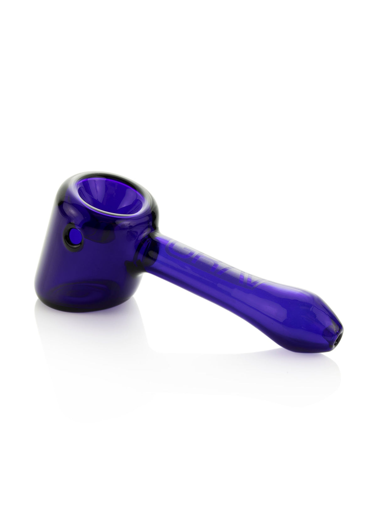 GRAV Long Hammer Hand Pipe in Blue - Borosilicate Glass with Deep Bowl - Side View
