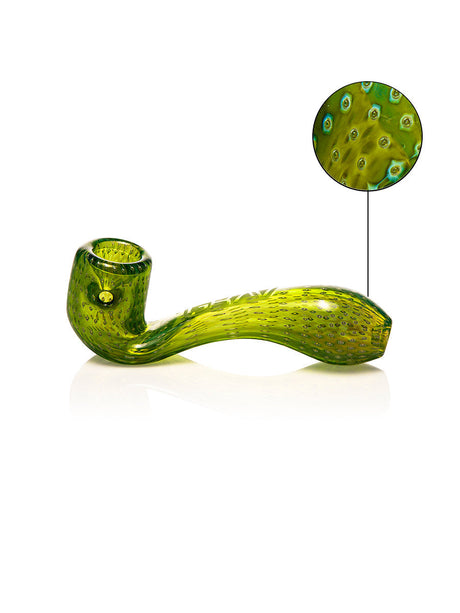 GRAV Mini Classic Sherlock Pipe in Green with Bubble Trap Design, 4" Borosilicate Glass, Side View