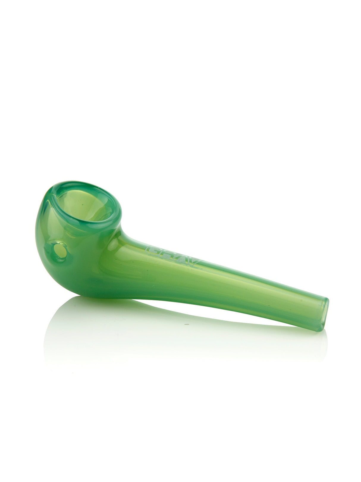 GRAV Mini Mariner Sherlock hand pipe in green, compact 3" design with deep bowl, side view
