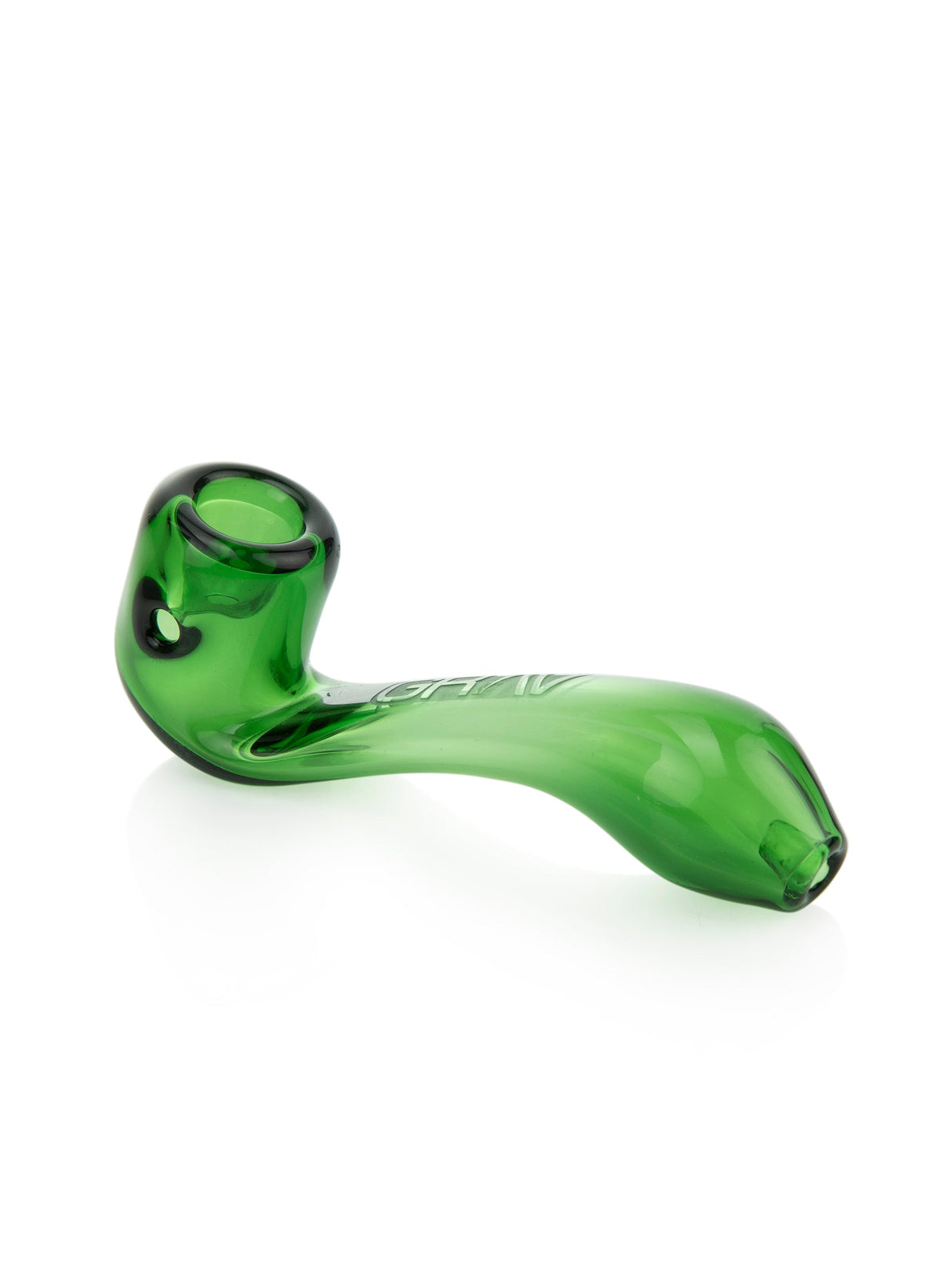 GRAV Mini Sherlock Hand Pipe in Green, Compact 4" Borosilicate Glass, Side View