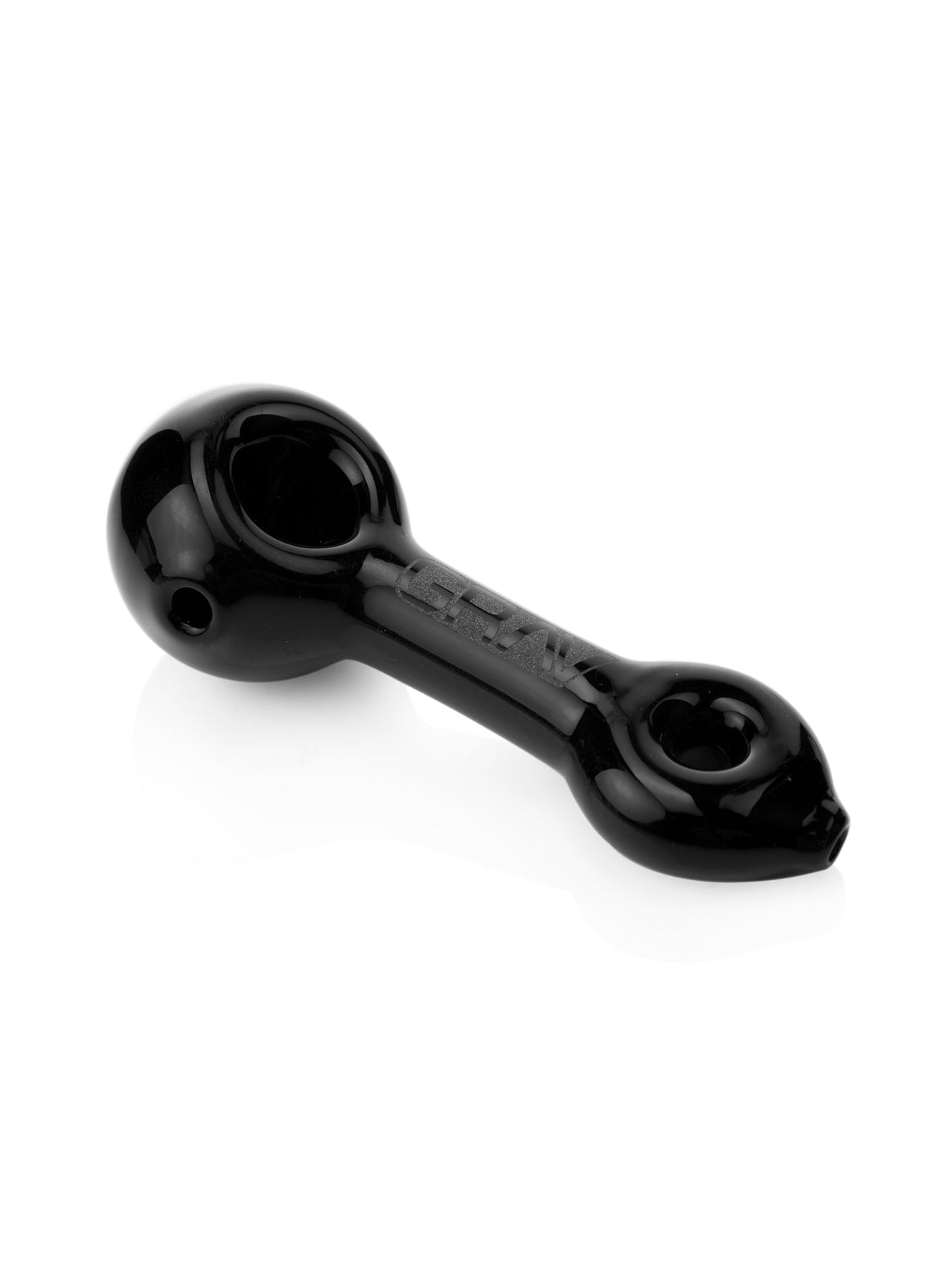 GRAV Mini Spoon Hand Pipe in Black - Compact Borosilicate Glass - Front View
