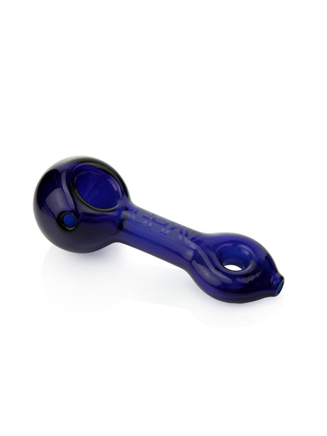 GRAV Mini Spoon in Blue - Compact Borosilicate Glass Hand Pipe with Deep Bowl - Side View