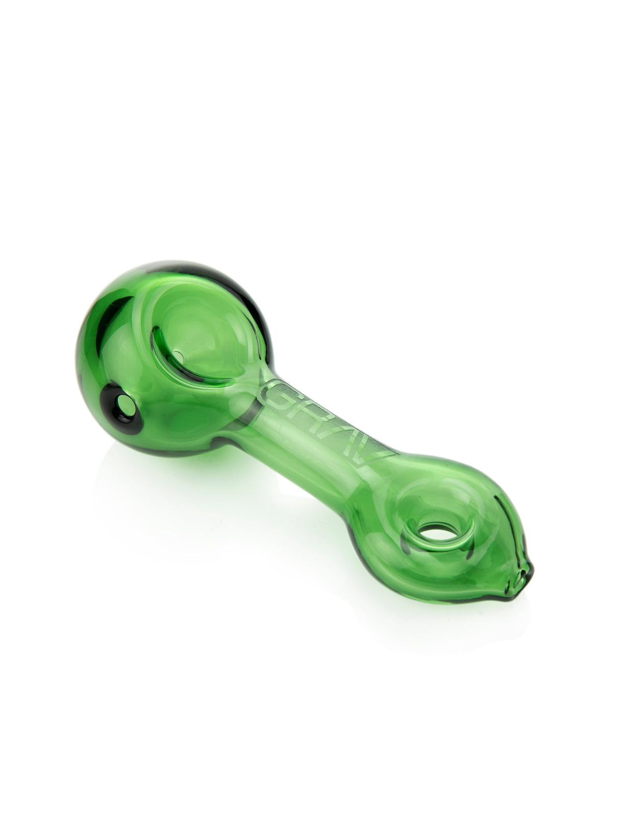 GRAV Mini Spoon Pipe in Green, 3" Compact Borosilicate Glass, Side View