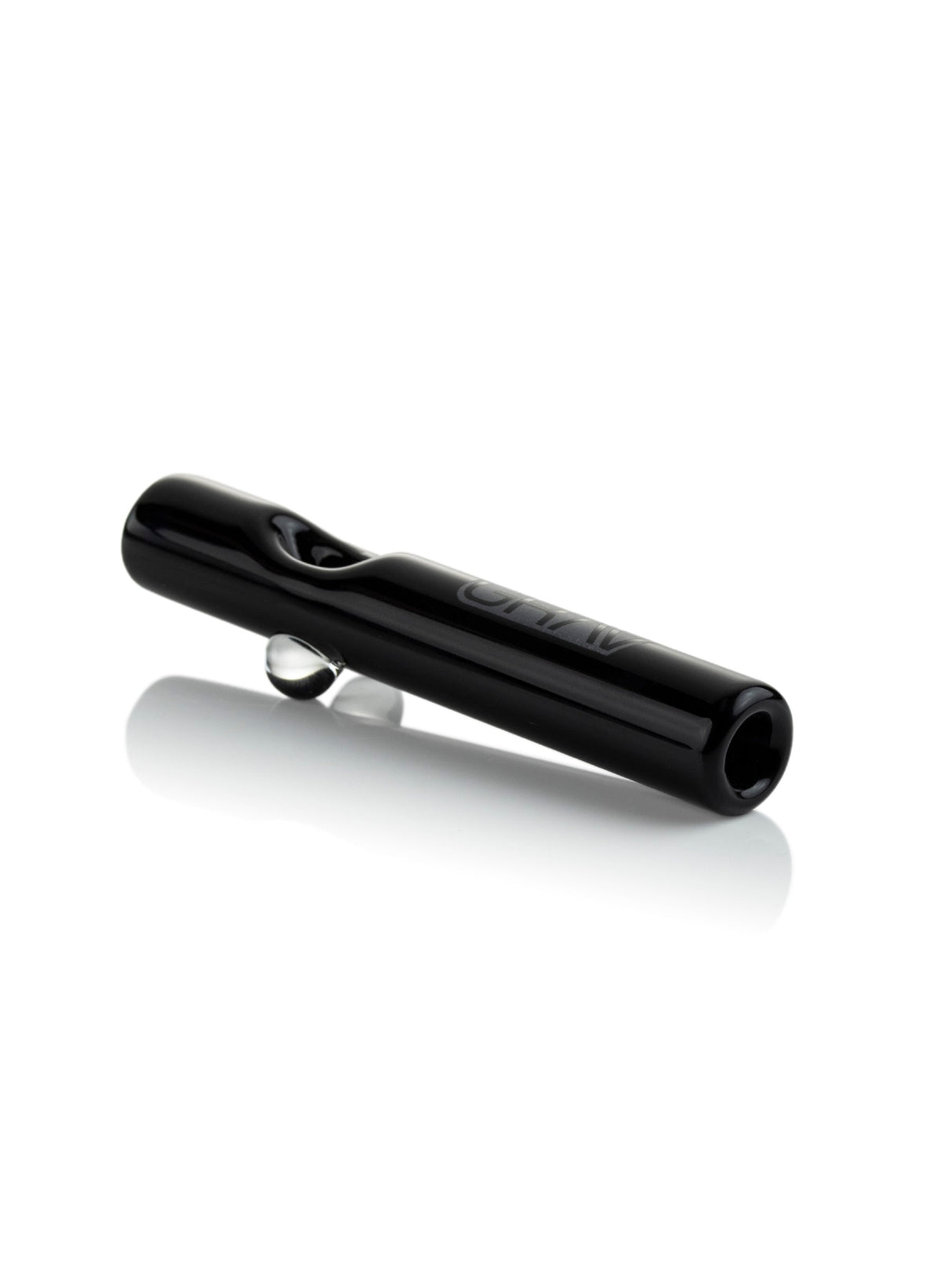 GRAV Mini Steamroller 5'' in Black - Side View on White Background, Portable Borosilicate Glass