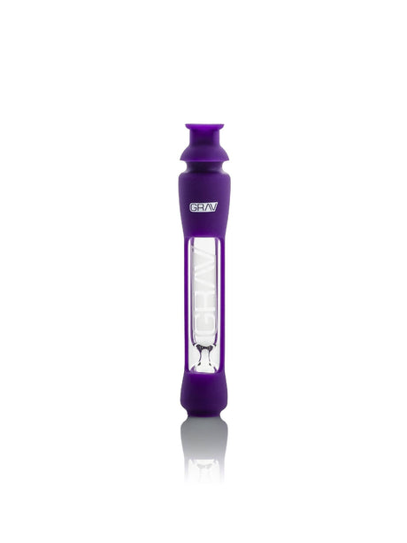 GRAV Octotaster with Silicone Skin in Purple, 12mm Borosilicate Glass One-Hitter, Front View