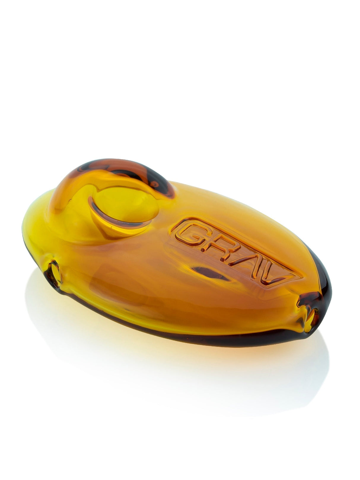 GRAV Pebble Spoon in Amber - Compact Borosilicate Glass Hand Pipe for Dry Herbs, Side View