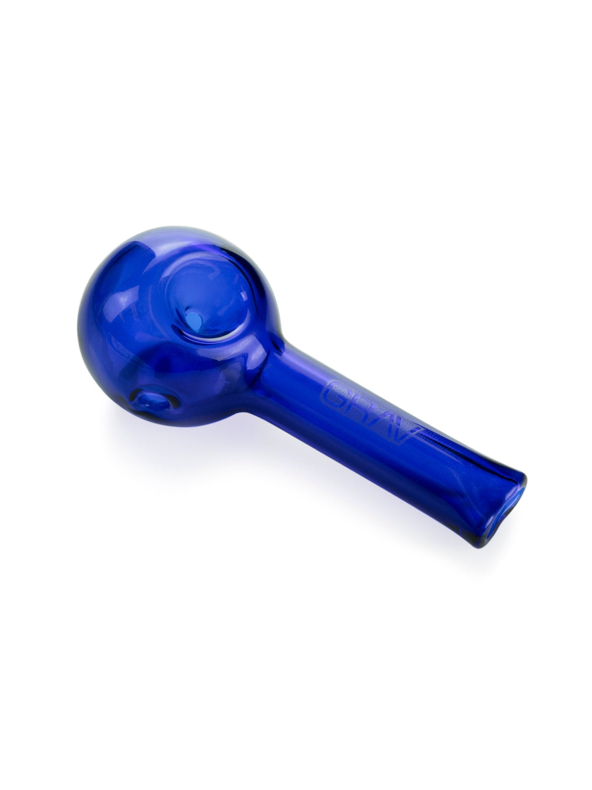 GRAV Pinch Spoon Hand Pipe in Blue - Compact Borosilicate Glass - Top View