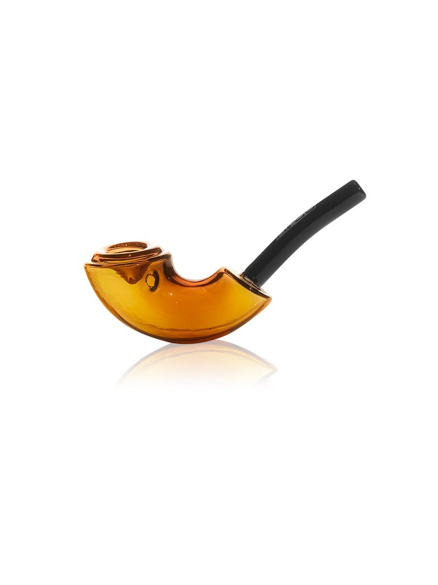 GRAV Rocker Sherlock Pipe in Amber, 6.5" Borosilicate Glass, Angled Side View