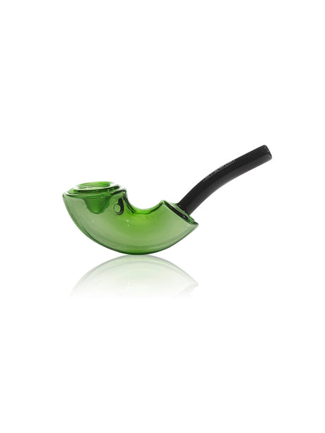 GRAV Rocker Sherlock Pipe in Green, 6.5" Borosilicate Glass, Side View on White Background