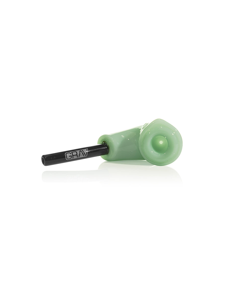 GRAV Rocker Sherlock Pipe in Green, Compact 6.5" Glass, Angled Side View