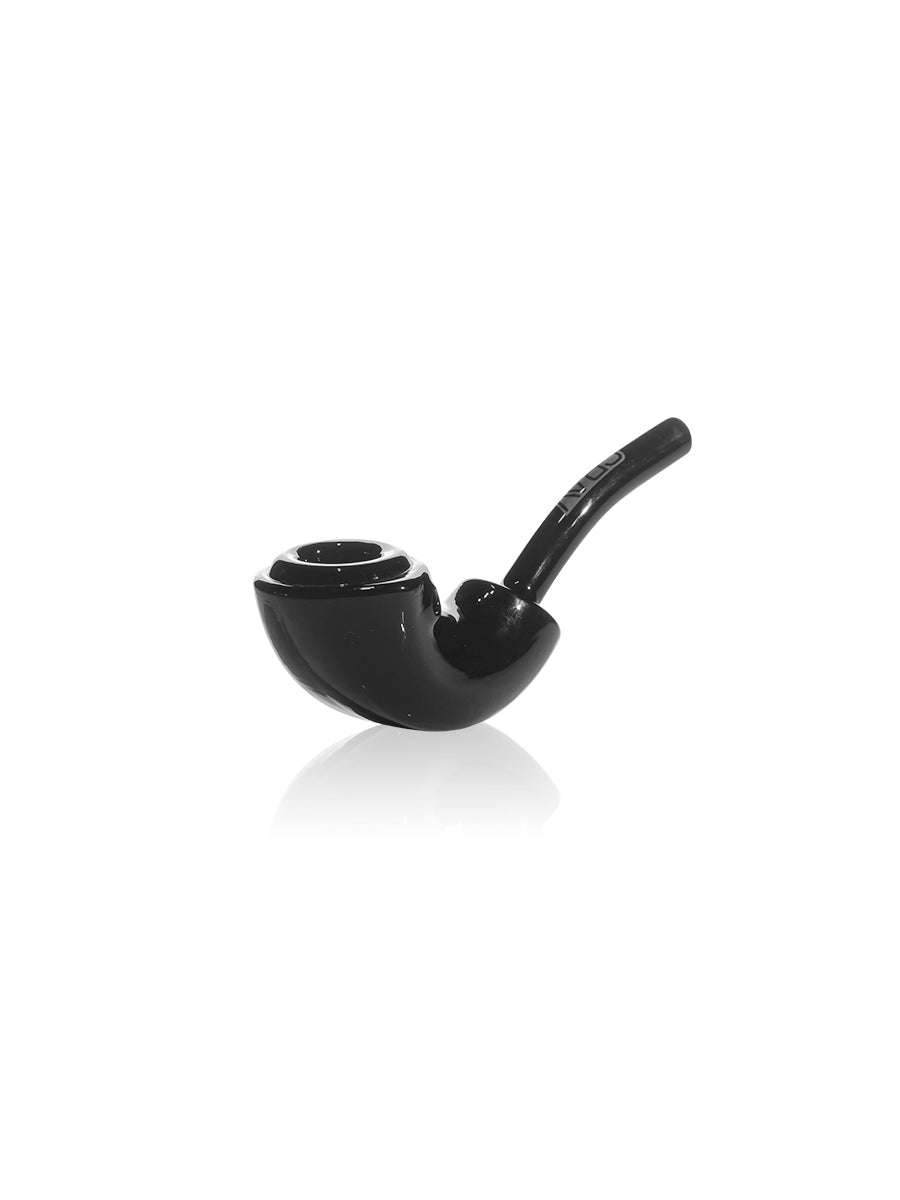 GRAV Rocker Sherlock Pipe in black, 6.5" borosilicate glass, front view on white background