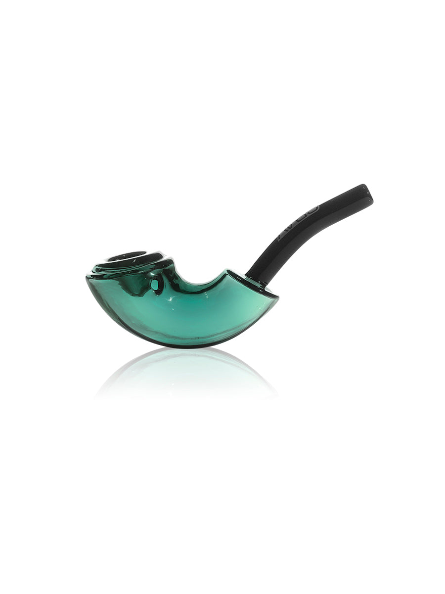 GRAV Rocker Sherlock Pipe in Lake Green, 6.5" Borosilicate Glass, Side View on White Background