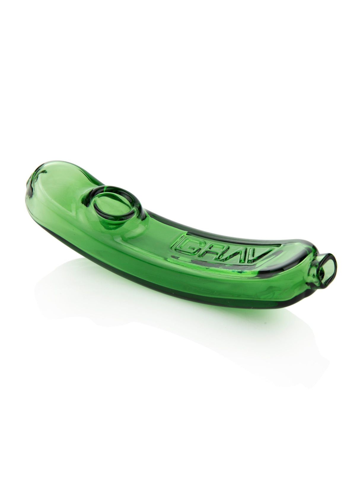 GRAV Rocker Steamroller in green borosilicate glass, compact design, side view on white background