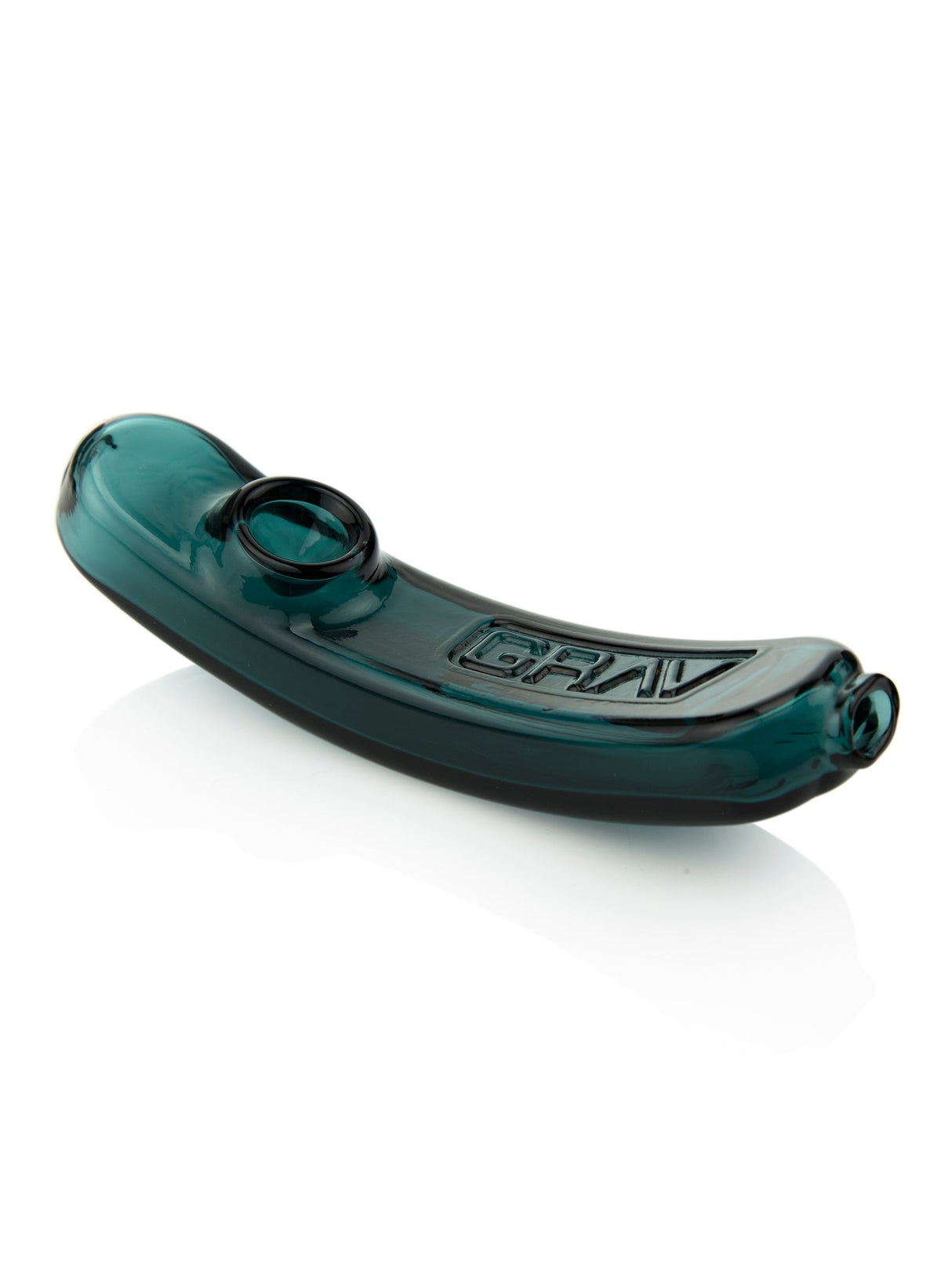 GRAV Rocker Steamroller in Lake Green - Side View, Compact Borosilicate Glass Hand Pipe