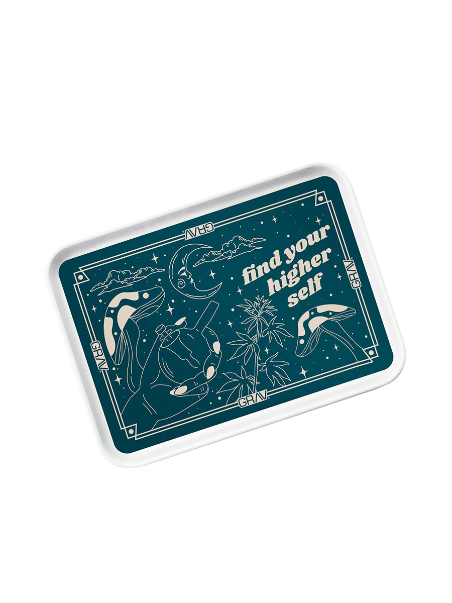 GRAV Rolling Tray with cosmic design, 7.5" size, perfect for rolling needs - Top View