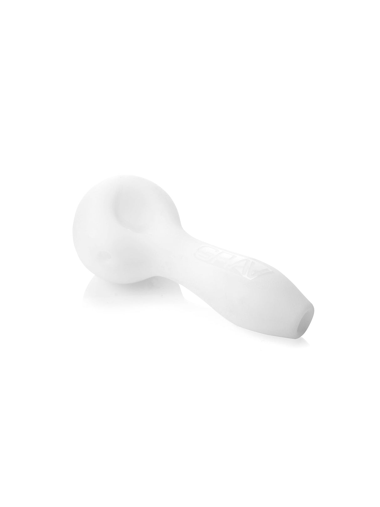 GRAV Sandblasted Spoon Pipe in White - 4" Compact Borosilicate Glass, Side View