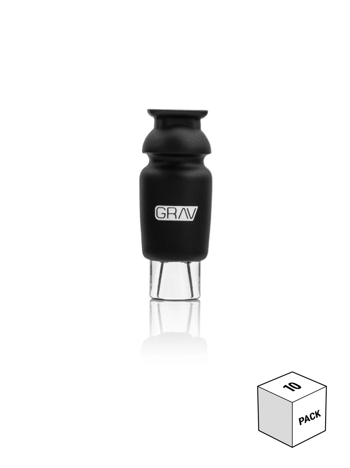 GRAV Silicone-capped Glass Crutch in Black, 10 Pack, Front View on White Background