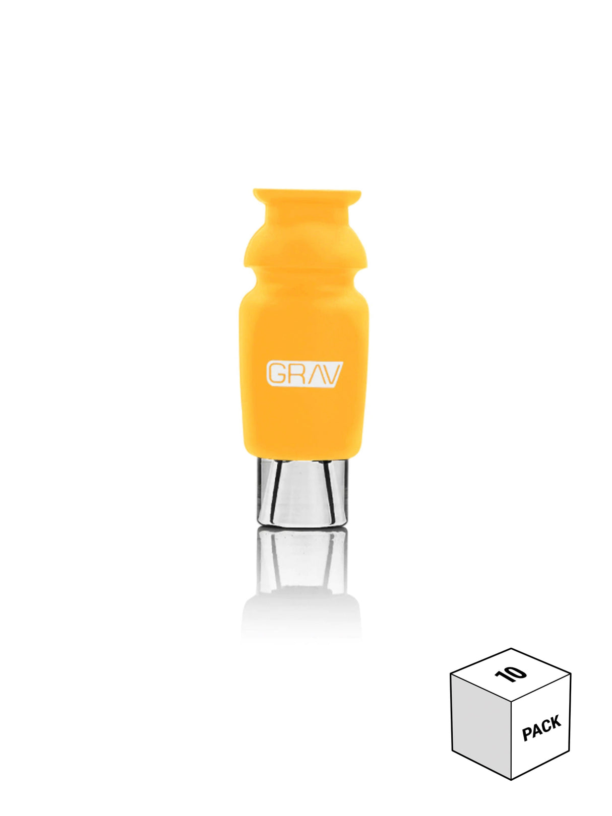 GRAV Silicone-capped Glass Crutch in Mustard Yellow, 10 Pack, Front View on White Background