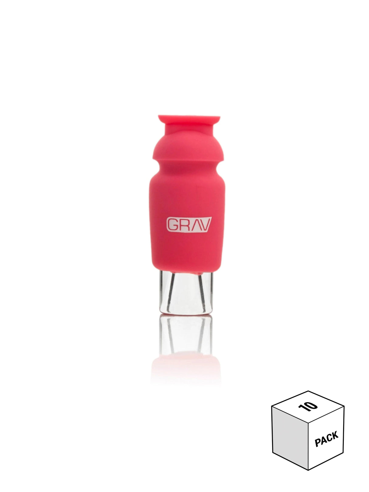 GRAV Silicone-capped Glass Crutch in Pink - Front View - 10 Pack for Dry Herbs, Portable and Durable