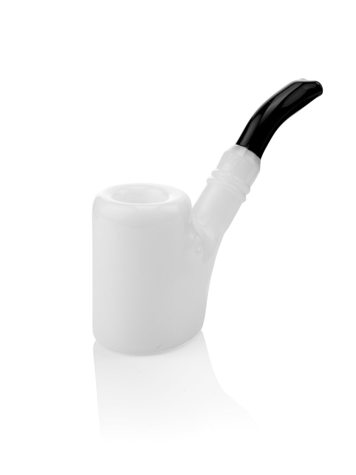 GRAV Sitter Sherlock Pipe in White Borosilicate Glass - Side View on White Background