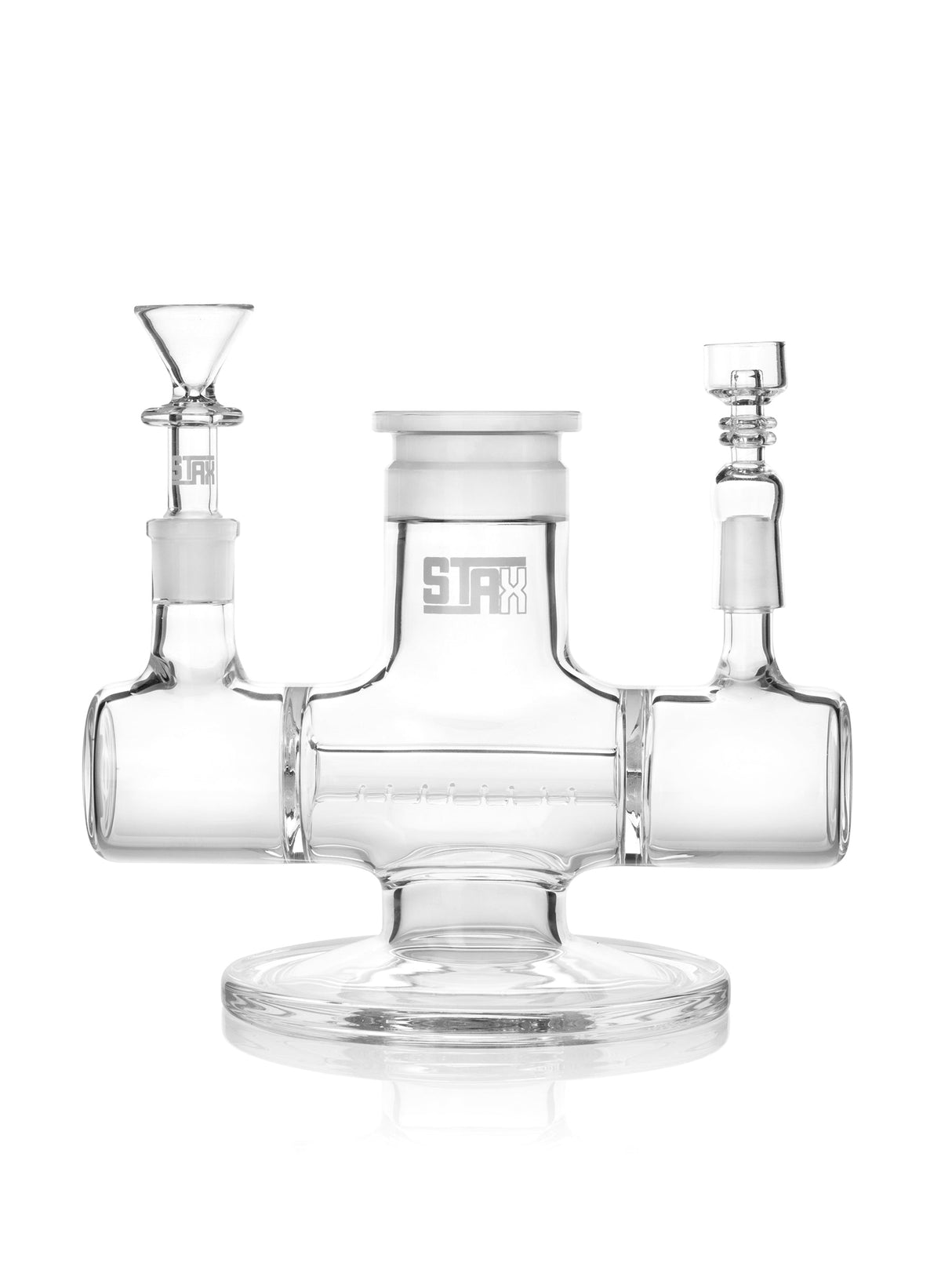 GRAV Stax Clear Borosilicate Glass Inline Base for Bongs, Front View with Dual Function