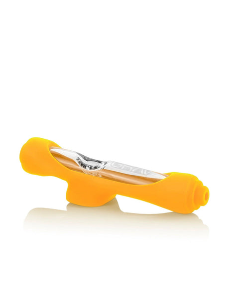 GRAV Steamroller with Mustard Yellow Silicone Skin - Borosilicate Glass - Side View