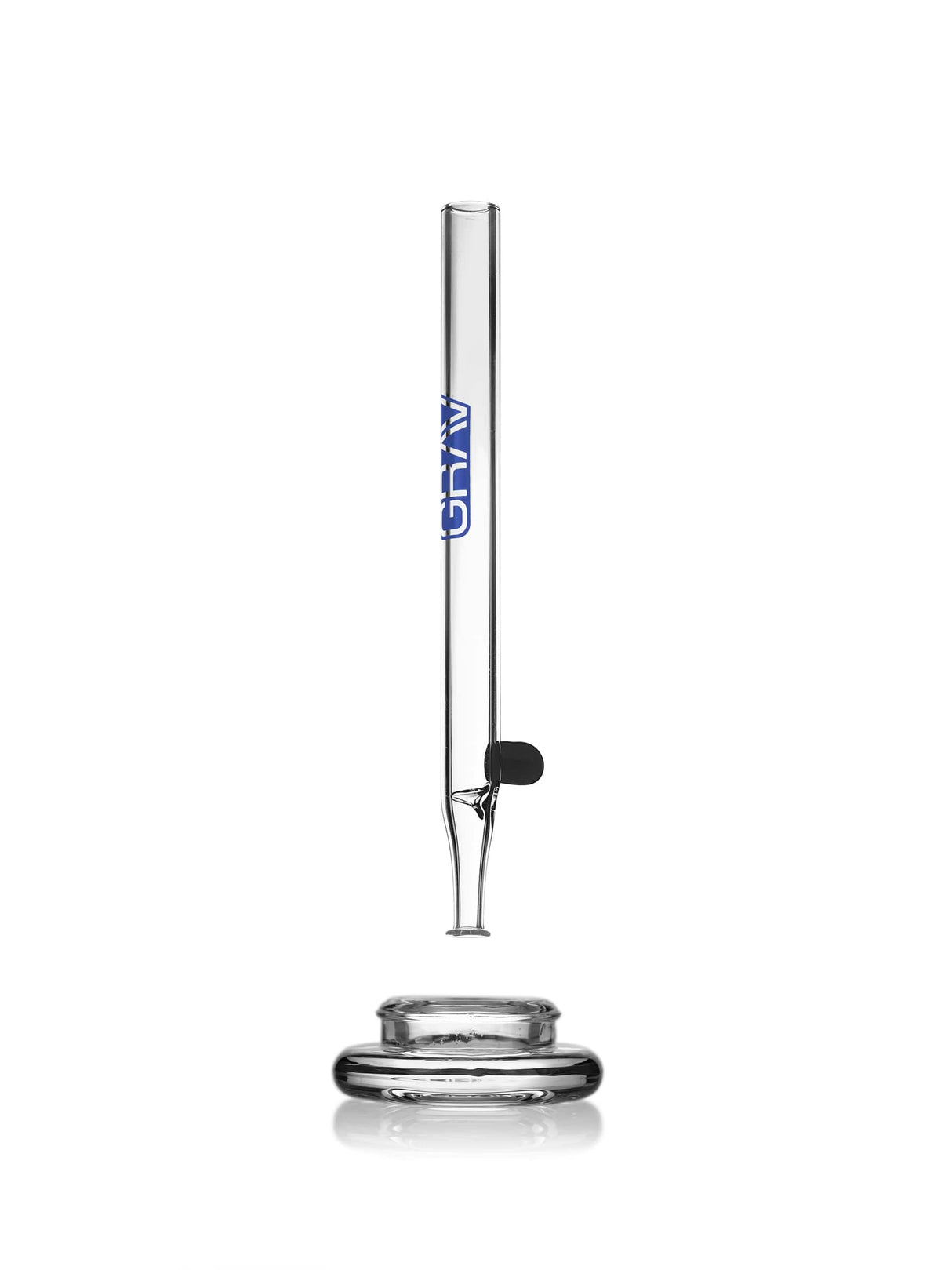 GRAV Vapor Straw & Dish in Blue - Borosilicate Glass Dab Straw with Dish - Front View