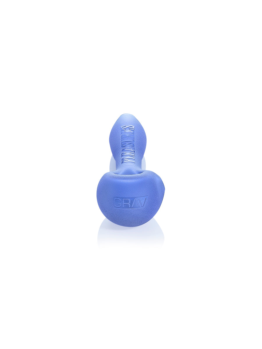 GRAV Sandblasted Blue Spoon Pipe front view on seamless white background