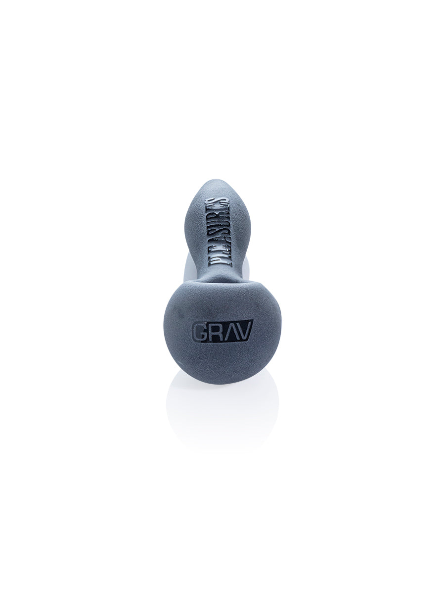 GRAV Sandblasted Spoon Hand Pipe in Black, Front View on Seamless White Background