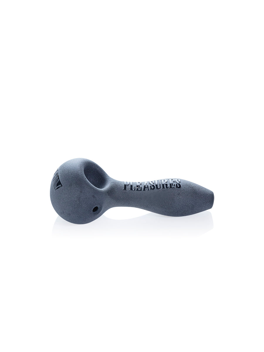 GRAV Sandblasted Spoon Pipe in Black - Side View on White Background