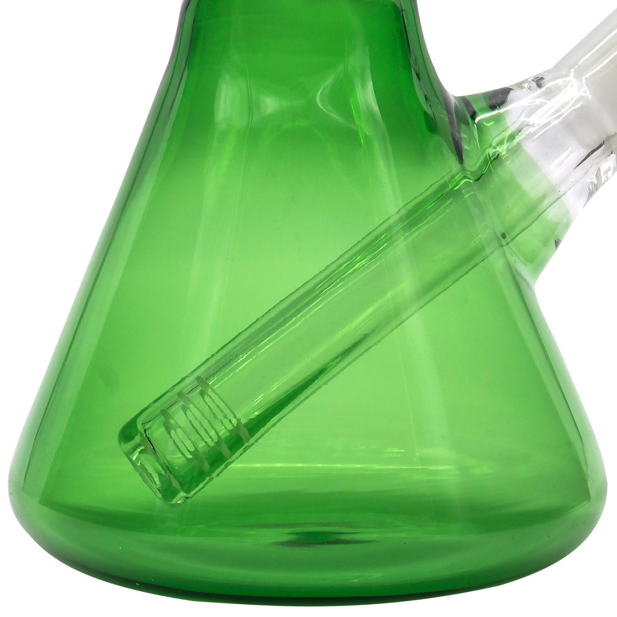 Close-up of Green Emerald LA Pipes Beaker Bong, 8" Borosilicate Glass, Made in USA