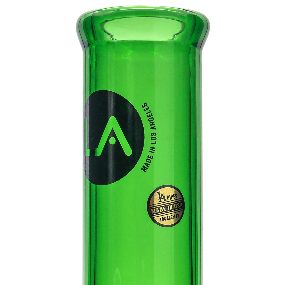 LA Pipes Green Emerald Beaker Bong - 8" - Front View on White Background
