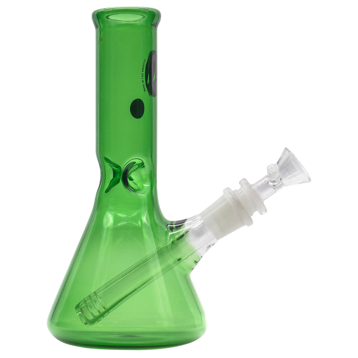 Green Emerald LA Pipes 8" Beaker Bong in Borosilicate Glass, Front View on White Background
