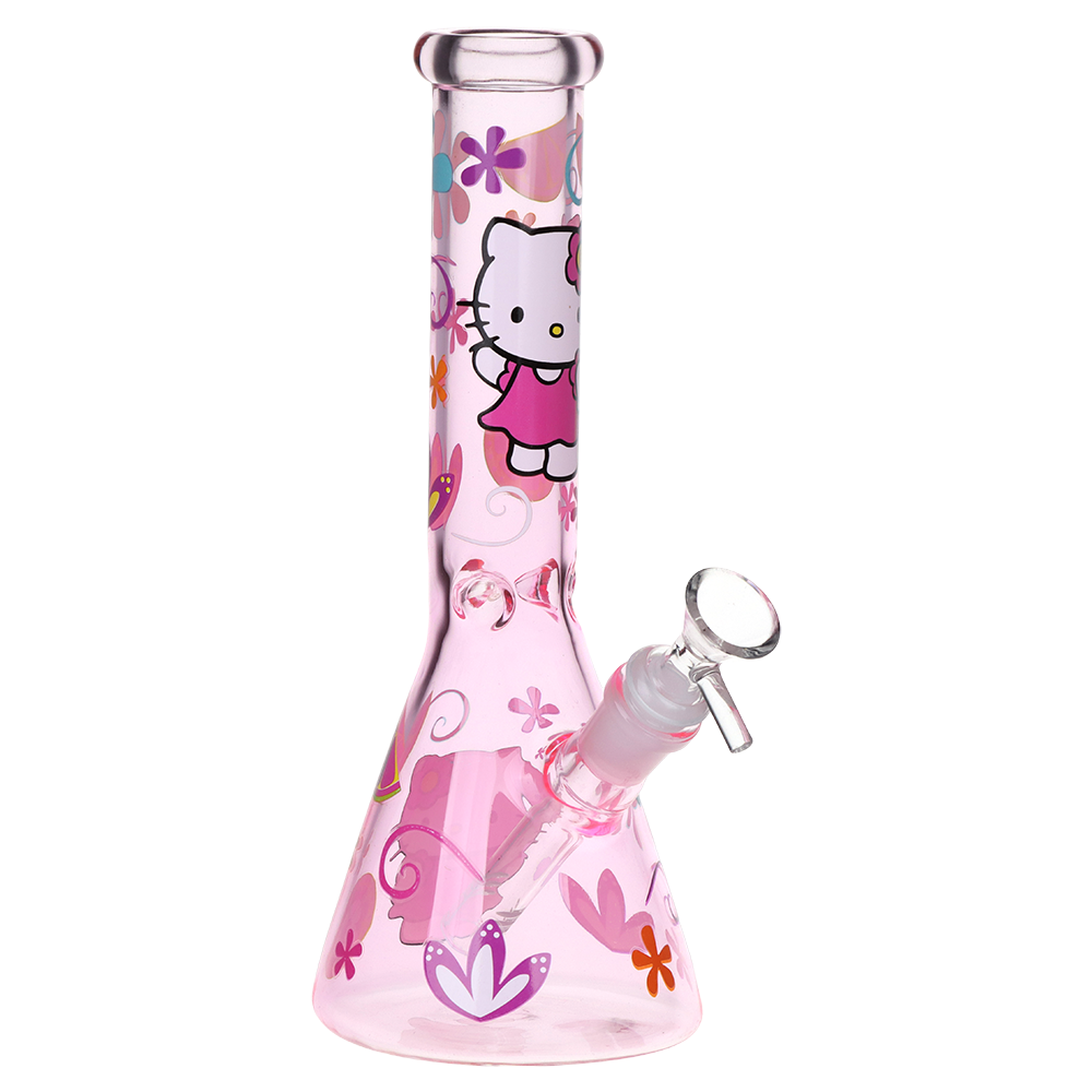 Greetings Feline Glass Beaker Water Pipe | 10" | 14mm F | Designs Vary
